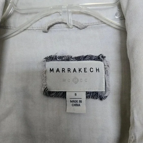 Anthropologie Marrakech | Lightweight Beige Cream Denim Style Jacket Sz S - Picture 3 of 6